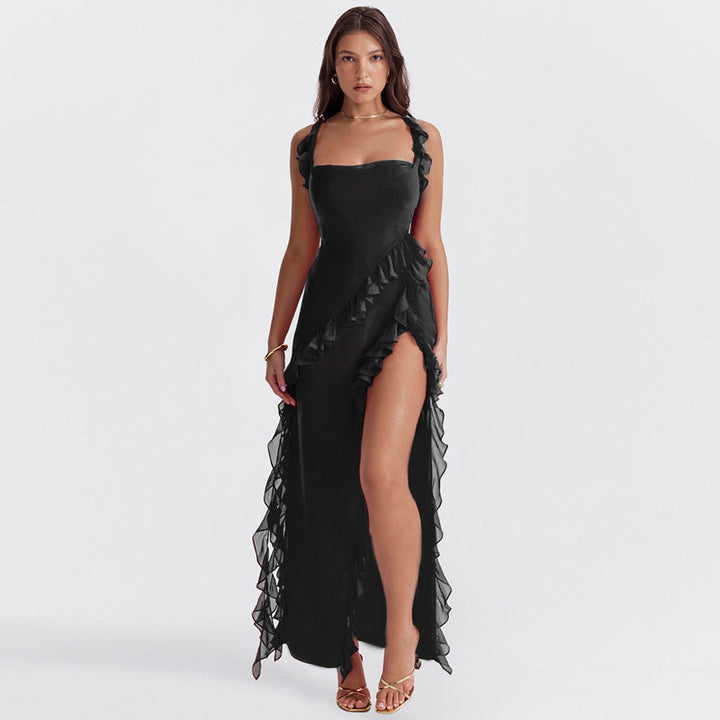 Evelyne™ - Ruffled Slit Elegance Dress