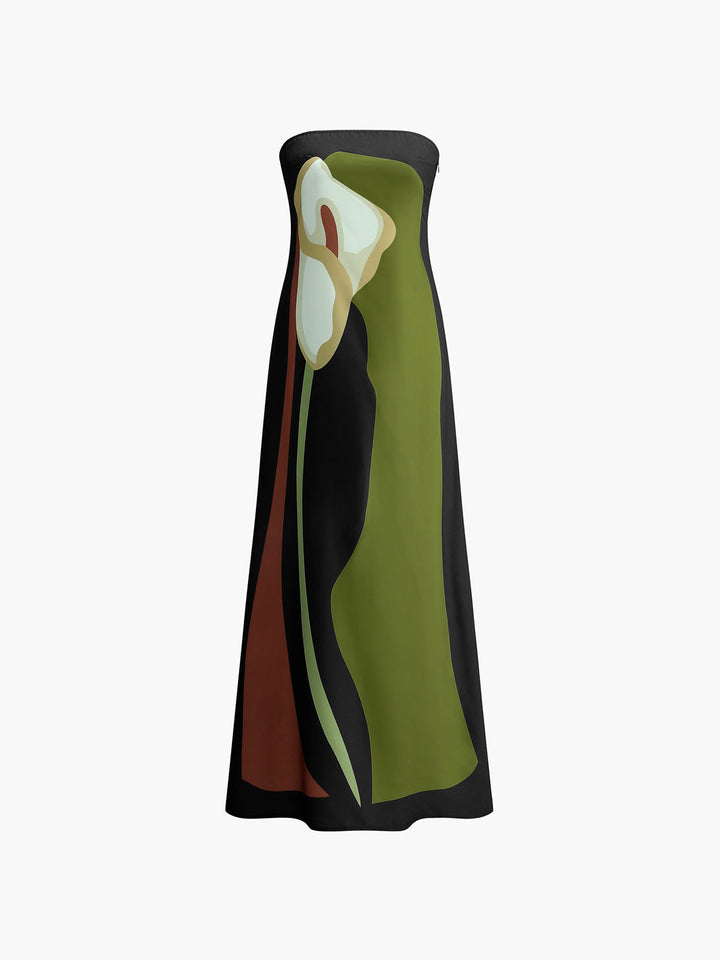 Lilia™ - Abstract Strapless Maxi Dress